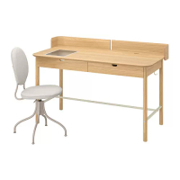RIDSPÖ/BJÖRKBERGET 書桌及椅子, 橡木 米色