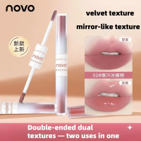 【HOT】NOVO Dual Mood Lip Gloss｜Matte & Glossy 2-in-1｜ Lip dew it ｜No Transfer Lipstick Makeup