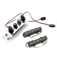 Open Alnico 5 Jazz JB Bass Pickup Neck/Bridge And Loaded Wired Control Plate with Black Knobs Set for 4/5 String Bass Parts