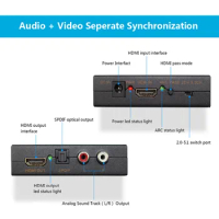 Wiistar HDMI Audio Splitter HDMI to HDMI+SPDIF+L/R Audio HDMI Audio Video Extractor 4K ARC 2CH/5.1CH for PS4 DVD