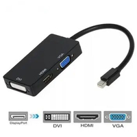Portable 3 In 1 Mini Display Port To compatible VGA DVI Adapter Cable