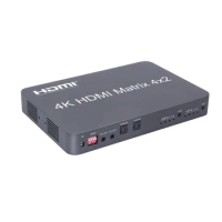 4K HDMI-Compatible Matrix Scaler 4x2 30Hz EDID Switch Splitter Matrix 4 in 2 out Support Dual Audio out by Optical and Stereo