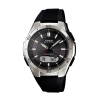 【CASIO 卡西歐】日系電波錶 不鏽鋼錶帶 黑面 太陽能電力 世界時間(WVA-M640-1AJF)