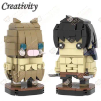 Anime MOC Demon Slayer Hashibira Inosuke Model Building Blocks Action Figure Characters Decoration Bricks Assembly Toys For Kids