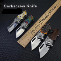 8 Colors 60HRC MINI Folding Knife Outdoor Multi-function Corkscrew Portable Pocket Knife Gift Key Knife CS GO Hunting EDC Tool