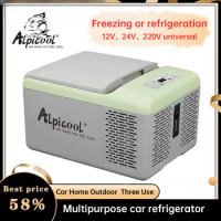 New Alpicool C9L Car Refrigerator Mini Portable Refrigerator Small Fridge Auto Compressor Freezer 12/24V Car Truck Travel Cooler