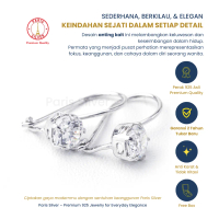 Anting Perak Asli 925 Model Kait Permata Desi Solitaire | Anting Silver 925 Lapis Emas Putih Wanita