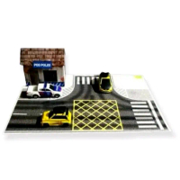 Diorama papercraft pos polisi dan jalan raya skala 64 Mobil Toy