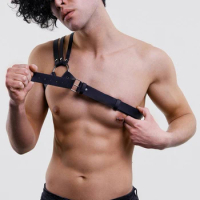 One Shoulder Men's Harness PU Leather Gay Men Chest Harness Bondage Black Leather Men Accessories Upper Erotic Body Men Harness
