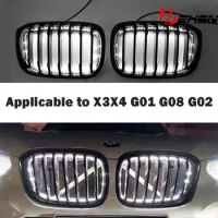 Car Front Bumper Grill LED light All Black Racing Grille For BMW X3 X4 G01 G02 G08 2018-2022 Accessiorse