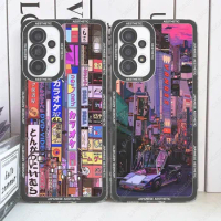 Tokyo Neon Lights City Case For Samsung Galaxy S20 Plus S21 FE S22 S23 Ultra A53 A52 A54 S24 Japanese Aesthetic Phone Cover