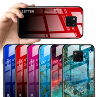 For HuaWei Mate 20 X EVR L29 Case Mate20X Marble Gradient Tempered Glass Back Cover Hard Case for Huawei Mate 20 X Mate20X 5G