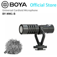 BOYA BY-MM1-B Shotgun Condenser Microphone for PC Mobile DSLR Cameras Samsung Streaming Youtube Recording Smartphone Microphone