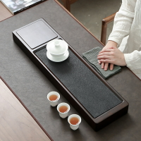 家用會客小茶盤簡易儲水茶臺簡約排水茶臺石茶海干泡茶竹托盤