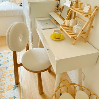 化妝椅 梳妝椅 化妝凳 北歐現代家用臥室化妝椅網紅梳妝凳餐椅簡約甜甜圈羊羔絨椅子靠背『cyd20530』