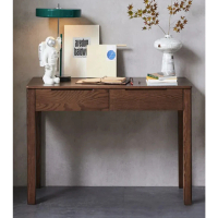 【橙家居·家具】/預購/挪威系列胡桃色0.9米雙抽書桌A款 NW-A4161(預購品 工作桌 辦公桌 桌子 實木桌)