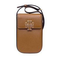 【TORY BURCH】Britten系列奶茶大TB logo牛皮斜背手機包(151007-909)