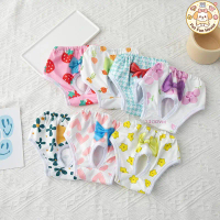 Pet Printed Menstrual Panties with Bow Design Cute Style Breathable Absorbent Elastic Washable Reusa