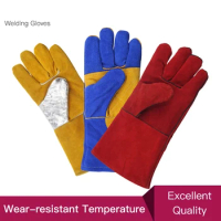 Leather Forge/Mig/Stick Welding Gloves Heat/Fire Resistant, Mitts for Oven/Grill/Fireplace/Furnace/Stove/Pot Holder welding