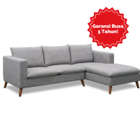 Sofa L ANGOLA Kayu Jati Belanda Busa Terbaik - Furniture