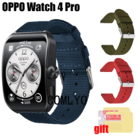 3in1 Wristband for OPPO WATCH 4 PRO Strap Smart watch Band Nylon Canva Belt Screen Protector