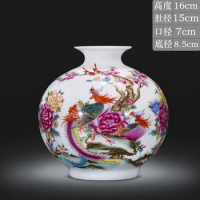 Jingdezhen porcelain pomegranate vase home decoration flower arrangement Chinese style living room porcelain craft vase