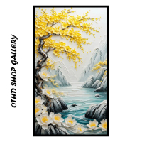 Lukisan Vintage Bunga Kuning Lukisan Texture Lukisan Handmade Lukisan Kanvas Asli