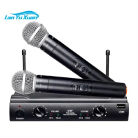 Professional 120 Meters UHF Dual Channels Wireless Microphone System For Karaoke Home System