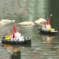 RC Boat Model Toy 3810 U.S. Fire Boat Model Jet Function Toy Gift Finished Remote Control Boat Imitation Real Tugboat Model
