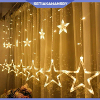 Lampu Tirai Bintang / LED Star Curtain Light /Lampu Natal Hias Bentuk Tirai Model Bintang