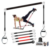 Portable Pilates Bar Kit with Latex Exercise Resistance Band for Fitness Home Gym Workout Sport Elastic Band Gym Accessories