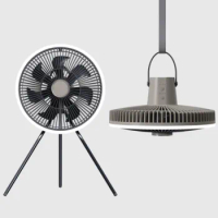 2022 Rechargeable Hanging 5 Speed Wind With Led Light Remote Control Foldable Camping Fan Air Cooler Adjustable Tripod Fan