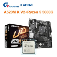 AMD Ryzen 5 5600G + GIGABYTE A520M K V2 Motherboard CPU Kit DDR4 64GB 5100(O.C.) Socket AM4 Micro-AT