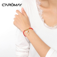 CAROMAY一生鎖愛紅繩手鏈女浪漫鑰匙鎖頭吊墜手環設計感新年手飾