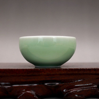 宋瓷龍泉窯青白釉小茶杯 單杯復古瓷器收藏 古玩古董仿古陶瓷茶具