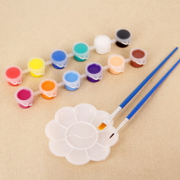 12色罐裝顏料調色盤繪畫組 兒童 塗鴉 美勞 美術 塑膠彩 壓克力顏料 丙烯 彩繪 【BlueCat】【JC4319】