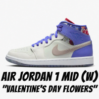 【NIKE 耐吉】休閒鞋 Air Jordan 1 Mid Valentine Day Flowers 情人節 白紫花卉 女鞋 FD4331-121(休閒鞋)