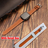 With Gift Box Genuine Leather Bracelet for Apple Watch Ultra Band 8 7 6 5 4 3 SE Correa apple watch band 44mm 49 45 42 41 40 38
