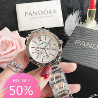 Pandora Jam Tangan Wanita 女士長方形計時碼表羅馬手錶女士玫瑰金不銹鋼石英腕錶 PD 6301L【亞德機械五金家居】