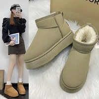 Snow Boots Ankle Flats Platform Women Suede Plush Warm Casual Shoes Winter New Thick Goth Fashion Shoes Chelsea Women Boots