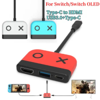 3 In 1 Type-C HUB USB C To HDMI- Cable Adapter Splitter 30Hz 100W Switch Docking Station Type-C To HDMI- for Switch/Switch OLED