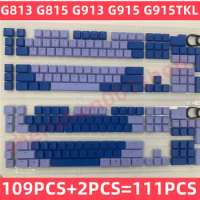 full set 109pcs + 2pcs KeyCaps for Logitech G813 G815 G913 G915 G913TKLG915TKL KeyCAPS USA UK white and blue color match