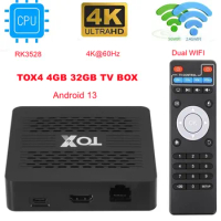 2024 New TOX4 TV Box Android 13 Smart Tv Box 4GB 32GB Rockchip RK3528 Dual Wifi BT5.0 1000M 4K HD2.0 Media Player Set Top Box