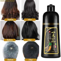 500ml Organic Natural Hair Dye Ginseng Extract Black Hair Color Dye Shampoo For Cover Gray White Hair