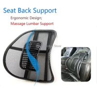 Car Seat Cover Office Chair Massage Back Lumbar Support Mesh Ventilate Cushion Pad Black Mesh Back Lumbar Cushion for Car Driver