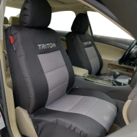 Canvas Seat Covers For Mitsubishi Triton Front Set Interior Accessories, Waterproof Auto Protectors Airbag Compatible Black Grey