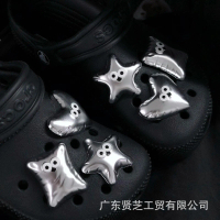 6Pcs Shoes Jibbitz Charms Matte Silver Funny Big Eyes Pillow Shoes Buckle Detachable Shoe Decoration