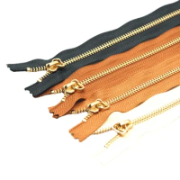 20pcs/Lot Ykk Metal Zipper 5# 20cm 30cm 35cm 45CM 50cm Close End Copper Brass Gold Teeth Leather Handbag Sewing Accessory