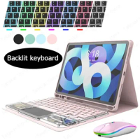 Clear Style Keyboard for Samsung Galaxy Tab A7 Tablet Case 10.4 inch Touchpad RGB Backlit Keyboard for Galaxy Tab A7 Keyboard