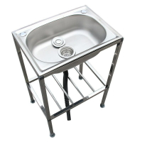 不銹鋼洗菜盆單槽帶支架洗碗池洗臉盆洗碗槽單盆帶架子 G6RQ